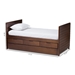 Baxton Studio Linna Modern and Contemporary Walnut Brown-Finished Daybed with Trundle - BSOMG8006-Walnut-Twin