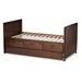 Baxton Studio Linna Modern and Contemporary Walnut Brown-Finished Daybed with Trundle - BSOMG8006-Walnut-Twin