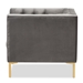 Baxton Studio Zanetta Luxe and Glamour Grey Velvet Upholstered Gold Finished Lounge Chair - BSOTSF-7723-Grey/Gold