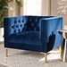 Baxton Studio Zanetta Luxe and Glamour Navy Velvet Upholstered Gold Finished Lounge Chair - BSOTSF-7723-Navy/Gold