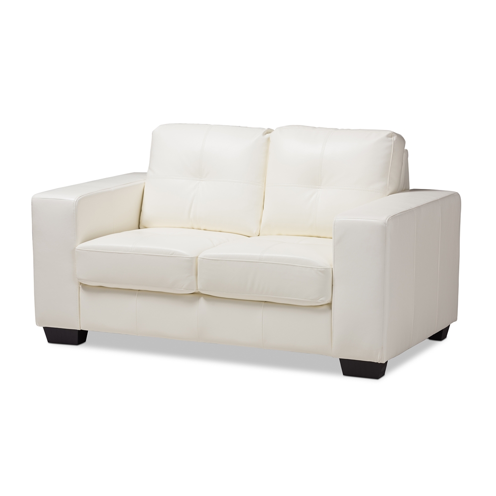 Baxton Studio Adalynn Modern and Contemporary White Faux Leather Upholstered Loveseat