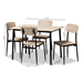 Baxton Studio Honore Mid-Century Modern Light Brown Wood Finished Matte Black Frame 5-Piece Dining Set - BSOD01136R-5PC-Dining Set