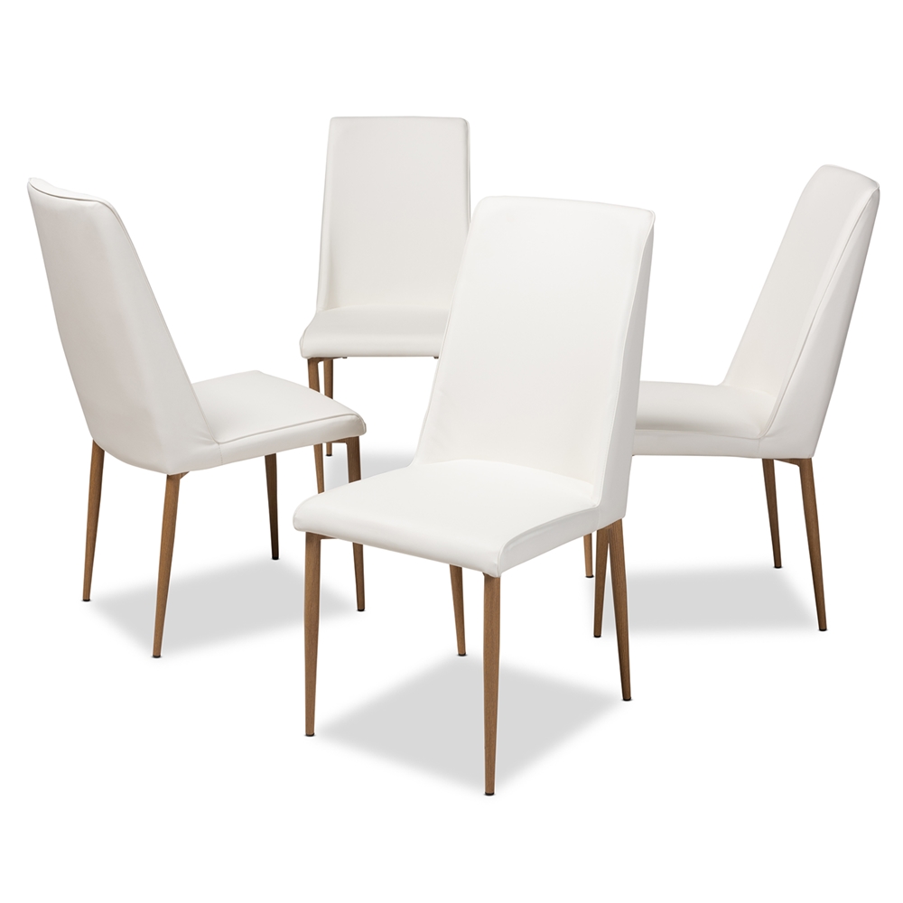 Baxton Studio Chandelle Modern and Contemporary White Faux Leather Upholstered Dining Chair (Set of 4)