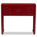Baxton Studio Melodie Classic and Antique Red Finished Wood Bronze Finished Accents 6-Drawer Console Table - BSOMIN22-Red-ST