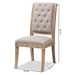Baxton Studio Charmant French Provincial Beige Fabric Upholstered Weathered Oak Finished Wood Dining Chair - BSOTSF-7711-Beige-DC