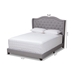Baxton Studio Aden Modern and Contemporary Grey Fabric Upholstered King Size Bed - BSOAden-Grey-King