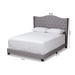Baxton Studio Alesha Modern and Contemporary Grey Fabric Upholstered King Size Bed - BSOAlesha-Grey-King