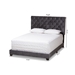 Baxton Studio Candace Luxe and Glamour Dark Grey Velvet Upholstered Queen Size Bed - BSOCandace-Grey-Queen