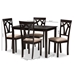Baxton Studio Sylvia Modern and Contemporary Espresso Brown Finished and Sand Fabric Upholstered 5-Piece Dining Set - BSORH146C-Dark Brown/Sand Dining Set