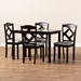 Baxton Studio Ruth Modern and Contemporary Espresso Brown Finished and Grey Fabric Upholstered 5-Piece Dining Set - BSORH133C-Dark Brown/Grey Dining Set