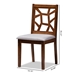 Baxton Studio Abilene Mid-Century Grey Fabric Upholstered and Walnut Brown Finished Dining Chair Set - BSORH3010C-Walnut/Grey-DC