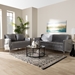 Baxton Studio Clara Modern and Contemporary Grey Velvet Fabric Upholstered 2-Piece Living Room Set - BSOClara-Grey-2PC-Set