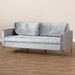 Baxton Studio Clara Modern and Contemporary Grey Velvet Fabric Upholstered 3-Seater Sofa - BSOClara-Grey-SF