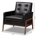 Baxton Studio Perris Mid-Century Modern Black Faux Leather Upholstered Walnut Wood Lounge Chair - BSOBBT8042-Black-CC