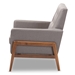 Baxton Studio Perris Mid-Century Modern Grey Fabric Upholstered Walnut Wood Lounge Chair - BSOBBT8042-Grey-CC