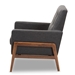 Baxton Studio Perris Mid-Century Modern Dark Grey Fabric Upholstered Walnut Wood Lounge Chair - BSOBBT8042-Dark Grey-CC