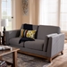 Baxton Studio Sava Mid-Century Modern Grey Fabric Upholstered Walnut Wood 2-Seater Loveseat - BSOBBT8037-Grey-LS
