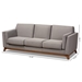 Baxton Studio Sava Mid-Century Modern Grey Fabric Upholstered Walnut Wood 3-Seater Sofa - BSOBBT8037-Grey-SF