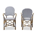 Baxton Studio Seva Classic French Indoor and Outdoor Grey and White Bamboo Style Stackable Bistro Dining Chair Set of 2 - BSOWA-4209-Grey/White-DC