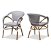 Baxton Studio Eliane Classic French Indoor and Outdoor Grey and White Bamboo Style Stackable Bistro Dining Chair Set of 2