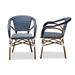 Baxton Studio Eliane Classic French Indoor and Outdoor Navy and White Bamboo Style Stackable Bistro Dining Chair Set of 2 - BSOWA-4267-Navy/White-DC
