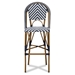 Baxton Studio Ilene Classic French Indoor and Outdoor White and Blue Bamboo Style Stackable Bistro Bar Stool - BSOWA-4307V-White/Blue-BS