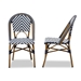Baxton Studio Celie Classic French Indoor and Outdoor Blue and White Bamboo Style Stackable Bistro Dining Chair Set of 2 - BSOWA-4307V-White/Blue-DC