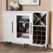 Baxton Studio Pietro Mid-Century Modern White and Brown Finished Wine Cabinet - BSOSEWC160071WI-White/Columbia