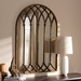 Baxton Studio Freja Vintage Farmhouse Antique Bronze Finished Arched Window Accent Wall Mirror - BSORTB1323