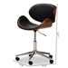 Baxton Studio Ambrosio Modern and Contemporary Black Faux Leather Upholstered Chrome-Finished Metal Adjustable Swivel Office Chair - BSOT-4810-Walnut/Black