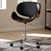 Baxton Studio Ambrosio Modern and Contemporary Black Faux Leather Upholstered Chrome-Finished Metal Adjustable Swivel Office Chair - BSOT-4810-Walnut/Black