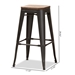 Baxton Studio Henri Vintage Rustic Industrial Style Tolix-Inspired Bamboo and Gun Metal-Finished Steel Stackable Bar Stool Set of 2 - BSOT-5046-Gun-BS