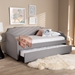 Baxton Studio Ally Modern and Contemporary Grey Fabric Upholstered Twin Size Sofa Daybed with Roll Out Trundle Guest Bed - BSOAlly-Light Grey-Daybed