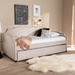 Baxton Studio Ally Modern and Contemporary Beige Fabric Upholstered Twin Size Sofa Daybed with Roll Out Trundle Guest Bed - BSOAlly-Beige-Daybed