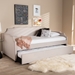 Baxton Studio Ally Modern and Contemporary Beige Fabric Upholstered Twin Size Sofa Daybed with Roll Out Trundle Guest Bed - BSOAlly-Beige-Daybed
