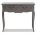 Baxton Studio Capucine Antique French Country Cottage Grey Finished Wood 2-Drawer Console Table - BSOJY18A026-Grey-Console