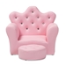 Baxton Studio Ava Modern and Contemporary Pink Faux Leather 2-Piece Kids Armchair and Footrest Set - BSOLD2210-Pink-CC