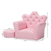 Baxton Studio Ava Modern and Contemporary Pink Faux Leather 2-Piece Kids Armchair and Footrest Set - BSOLD2210-Pink-CC