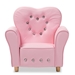Baxton Studio Mabel Modern and Contemporary Pink Faux Leather Kids Armchair - BSOLD2185-Pink-CC