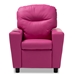 Baxton Studio Evonka Modern and Contemporary Magenta Pink Faux Leather Kids Recliner Chair - BSOLD2056-Pink-CC