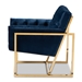 Baxton Studio Milano Modern and Contemporary Navy Velvet Fabric Upholstered Gold Finished Lounge Chair - BSOTSF7719-Navy Blue/Gold-CC