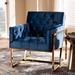 Baxton Studio Milano Modern and Contemporary Navy Velvet Fabric Upholstered Gold Finished Lounge Chair - BSOTSF7719-Navy Blue/Gold-CC