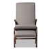 Baxton Studio Kaira Modern and Contemporary 2-Piece Gray Fabric Upholstered and Walnut-Finished Wood Rocking Chair and Ottoman Set - BSOBBT5317-Grey-Otto-Set