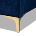 Baxton Studio Valery Modern and Contemporary Navy Blue Velvet Fabric Upholstered Queen Size Platform Bed with Gold-Finished Legs - BSOBBT6740-Navy Blue-Queen