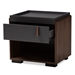 Baxton Studio Rikke Modern and Contemporary Two-Tone Gray and Walnut Finished Wood 1-Drawer Nightstand - BSOBR3NT304-Columbia/Dark Grey-NS