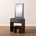 Baxton Studio Rikke Modern and Contemporary Two-Tone Gray and Walnut Finished Wood Bedroom Vanity with Stool - BSOBR3DT305-Columbia/Dark Grey