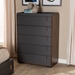 Baxton Studio Rikke Modern and Contemporary Two-Tone Gray and Walnut Finished Wood 5-Drawer Chest - BSOBR3COD306-Columbia/Dark Grey-Chest