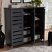 Baxton Studio Adalwin Modern and Contemporary Dark Gray 3-Door Wooden Entryway Shoe Storage Cabinet - BSOSC863533M-Dark Grey-Shoe Cabinet