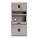 Baxton Studio Portia Modern and Contemporary 6-Shelf White-Washed Wood Kitchen Storage Cabinet - BSOMH8678-White-Kitchen Cabinet
