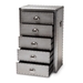Baxton Studio Davet French Industrial Silver Metal 5-Drawer Accent Storage Cabinet - BSOJY17B167-Silver-Cabinet